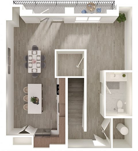 a floor plan of a bedroom with a bathroom and a living room